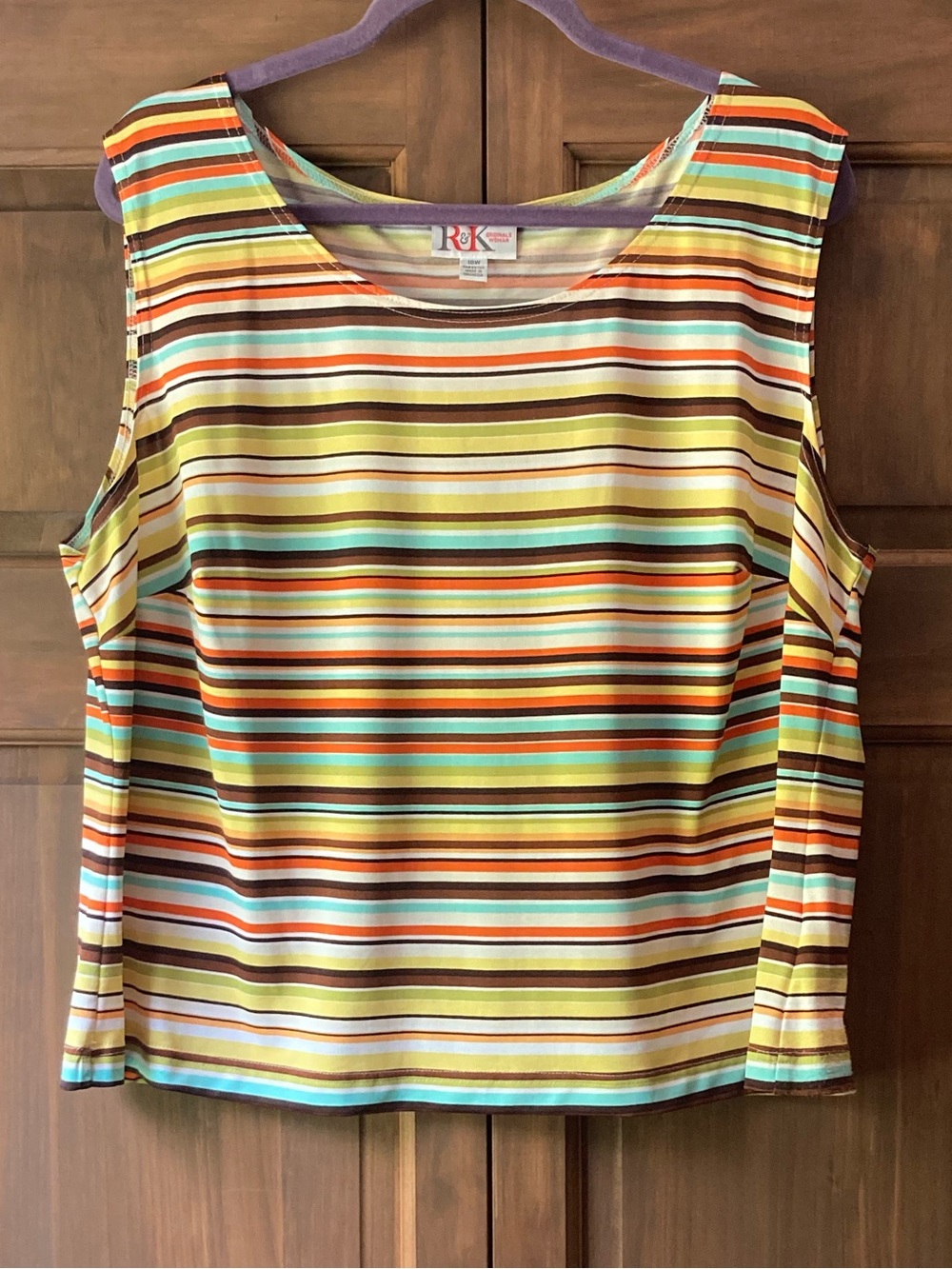 R&K Stretchy Multicolored Stripes Tank Top 18W